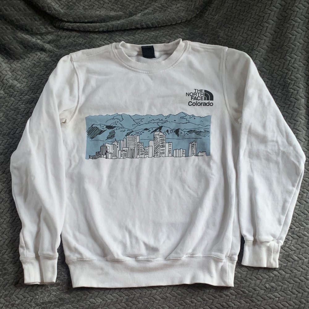 The North Face White Colorado Crewneck with Blue Cityscape